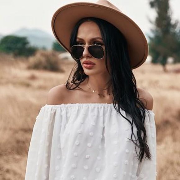 BOHO FLOWY OFF THE SHOULDER TOP - PINK - Picture 6 of 9